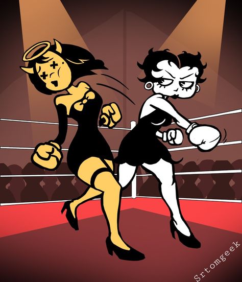 Facing off in the ring, Betty Boop lays out Alice Angel for a three count in the second round. Betty Boop X Jessica Rabbit, Betty Boop Jessica Rabbit, Betty Boop X Koko, Alice Angel Cartoon, Jessica Rabbit And Betty Boop, Betty Boop And Jessica Rabbit, Betty Boop Fanart, Betty Boop Pfp, Betty Boop Style