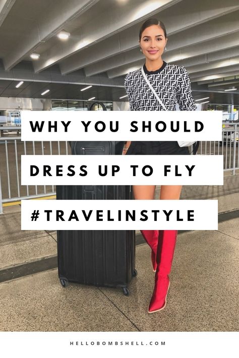 Travel outfits or deciding what to wear to the airport on a trip can be tricky. You want to be comfy but you also want to look cute, classy, and chic, right? Before you jump on the plane this summer, fall, winter, or spring for that long international trip to Europe (or anywhere), consider why you should dress up a bit. Travel Tips #traveltips Classy Plane Outfit, Elegant Travel Outfits Classy, Classy Travel Outfit Airport Style, Airport Travel Outfits Winter, Classy Airport Outfit Chic Travel Style, What To Wear To The Airport, Elegant Travel Outfits, Elegant Airport Outfit, Airport Outfit Dress