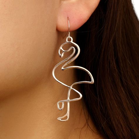 Flamingo | Wish Flamingo Earrings, Classy Earrings, Flamingo Gifts, Accessory Ideas, Earring Ideas, Wire Art, Wire Earrings, Geometric Earrings, Light Weight Earrings