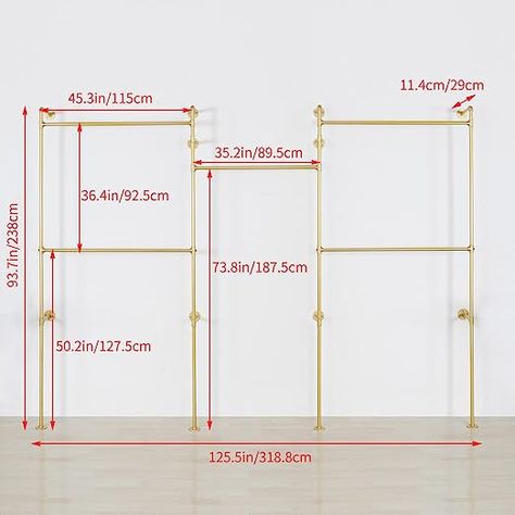 Amazon.com: EDCB Industrial Pipe Clothes Rack, Heavy Duty Detachable Wall Mounted Black Iron Garment Bar, Clothing Store Display Stands Garment Rack Closet System (125.5 x 93.7inch) : Home & Kitchen Retail Clothing Display, Clothes Rack Design, Industrial Pipe Clothing Rack, Clothes Rack Closet, Retail Clothing Racks, Pipe Clothes Rack, House Closet, Clothing Rack Display, Clothing Store Displays