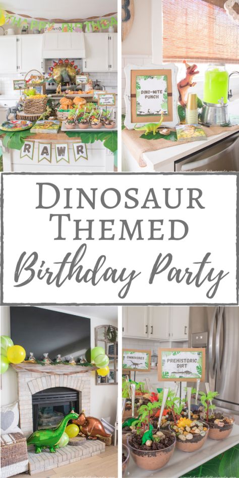 Lego Dinosaur Birthday, Dinasour Tea Party, T Rex Themed Birthday Party, Roar I’m Four Birthday, Rawr I’m 4 Birthday, Three Rex Birthday Party Food, Dino 2nd Birthday Party Boy, Rawr Im 4 Birthday, 1st Dinosaur Birthday Party