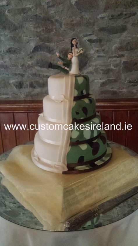 4 tier army half & half Army Wedding Ideas, Army Wedding Cake, Women Pastors, Army Wedding, Country Wedding Cakes, Army Couple, Wedding Planning Timeline, Military Wedding, Custom Wedding Cakes