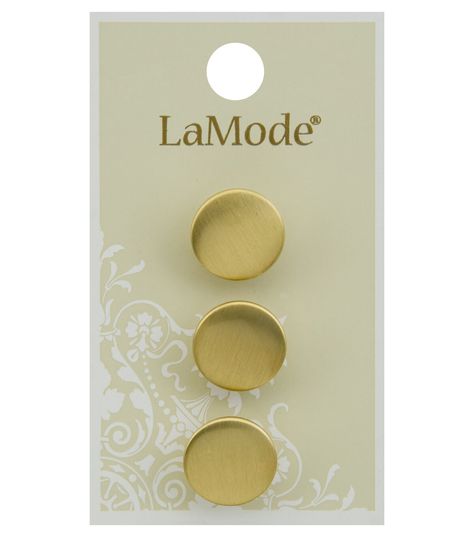 Accentuate your handmade creations using the La Mode Round Shank Buttons Gold These buttons in the tone of gold will make a minimalist yet lovely addition to your dresses, skirts, tops and more You can also utilize them as fasteners or for decorative purposes This pack comes with three buttonsBrand: La ModeCollection: Apparel ButtonsIncludes three shank buttonsSize: 063 inch Shank Button, Quilting Supplies, Joanns Fabric And Crafts, Sewing Supplies, Craft Stores, Sewing, Fabric, Gold