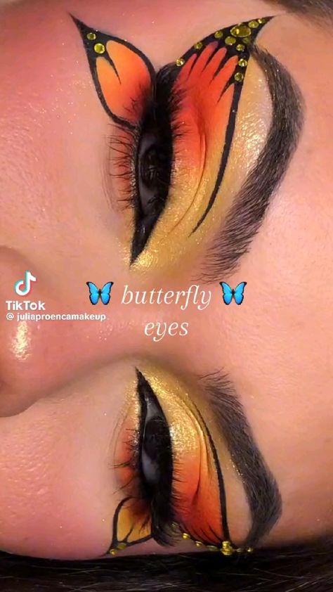 February Makeup, Make Up Carnaval, Butterfly Eye Makeup, Eye Makeup Products, Make Carnaval, Butterfly Makeup, Makeup 101, Amazing Halloween Makeup, Makeup For Black Skin