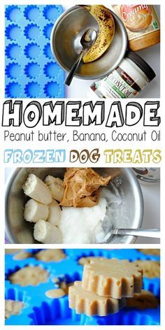 Homemade Peanut Butter Banana Coconut Oil Frozen Dog Treats Mask Recipes, Frozen Dog Treats, Coconut Oil For Dogs, Easy Dog Treats, Healthy Dog Treats Homemade, Coconut Peanut Butter, Dog Treats Homemade Recipes, Frozen Dog, Food Dog