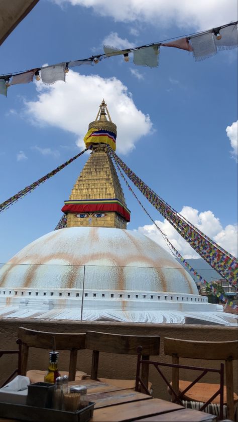 Aesthetic view of Boudha Kathmandu Nepal Aesthetic, Overseas Aesthetic, Kathmandu Aesthetic, Nepal Aesthetic, Nepal Himalayas, Mountain Temple, Nepal Kathmandu, Aesthetic View, Temple Photography