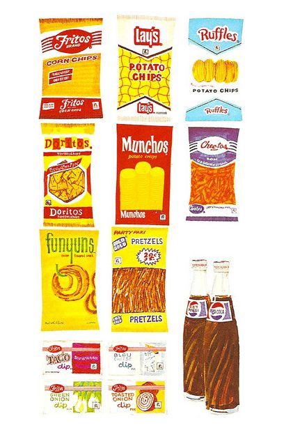 Vintage Frito-Lay Illustration by gregg_koenig, via Flickr Vintage Snacks, 80s Ads, Frito Lay, Retro Food, Retro Candy, Childhood Memories 70s, Vintage Food, Vintage Packaging, Food History