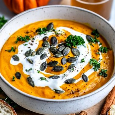 🍂 Cozy up with a Bowl of Creamy Pumpkin Soup! 🍂 Fall flavors in a bowl! This homemade pumpkin soup is creamy, comforting, and so easy to make. Just imagine that swirl of coconut cream, toasted pumpkin seeds, and the perfect blend of autumn spices. 😍🍲 Perfect for a chilly evening or a festive fall gathering, this recipe is all about savoring the season! Serve it with crusty bread and a glass of cider for the ultimate autumn vibe. 🍁🥖✨ 👉 Tap the link in bio to get the full recipe and warm up ... Soup With Pumpkin, Soup Fall, Autumn Spices, Creamy Pumpkin Soup, Pumpkin Seed Recipes, Seed Recipes, Toasted Pumpkin Seeds, Fall Gathering, Pumpkin Seed