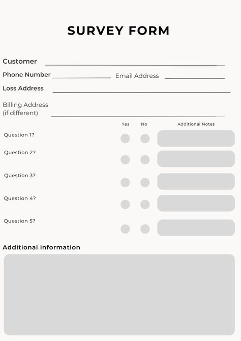 Do you need a template to customize specifically to your needs for a customer information form or survey platform? Questionnaire Design, Survey Form, Survey Template, Form Template, Form Design, Presentation Design, Do You Need, Business Card Design, Template Printable