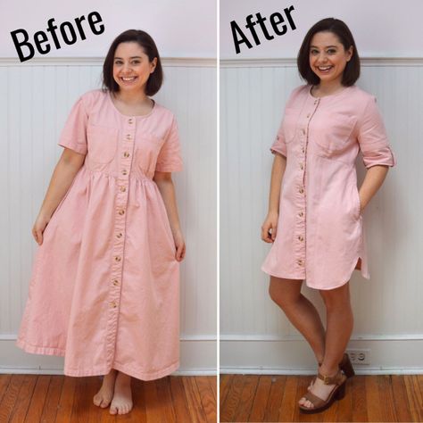 #RefashionFriday Dress to Shirt Dress – trish stitched Upcycle Old Clothes, Sewing Patterns Simplicity, Clothes Makeover, Dress Makeover, Refashion Dress, Clothes Upcycle, Diy Clothes Refashion, Upcycle Clothes Diy, Diy Clothes Videos