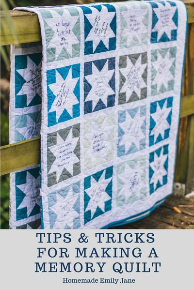 How to Make a Signature Memory Quilt – Homemade Emily Jane #quilting #graduationquilt #weddingguestbookquilt #memoryquilt #ModernQuilt Each wedding guest signed one quilt block Signature Quilt Blocks, Signature Quilts Ideas, Book Quilt Ideas, Wedding Guest Quilt, Guest Quilt, Graduation Quilts, Friendship Quilts, Guest Book Quilt, Wedding Guest Book Quilt