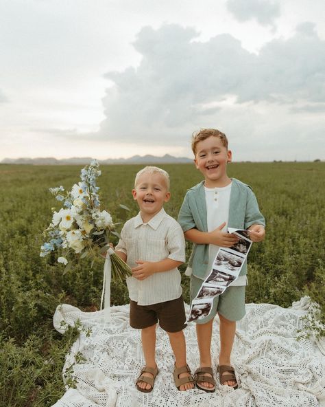 The only reason I haven’t posted these yet is because I was hoping Instagram would magically give me the 20 photo option and it hasn’t ☹️ soooooo I can’t wait anymore! Totally here for the gender bouquet reveal!!! So dang cute! I can’t get enough of @c.payne.photography darling little boy fam 🩵 Arizona maternity photographer | Virginia maternity photographer | Phoenix maternity photographer | Maryland maternity photographer | Queen Creek maternity photographer | Potomac maternity photograp... Gender Reveal Ideas Siblings, Gender Reveal Bouquet, Gender Reveal Photoshoot Ideas With Kids, Gender Reveal Photoshoot With Siblings, Bouquet Gender Reveal, Family Photo Prompts, Sibling Gender Reveal, Gender Reveal Photo Shoot, Gender Reveal Pictures