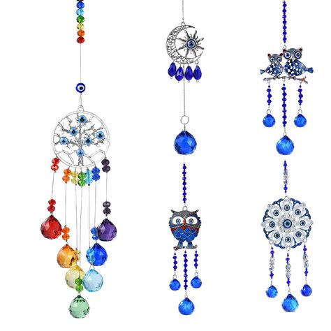 Blue Evil Eye Protective Wall Hanging Decor Amulet Hanging Ornament Bullet Points: 【Evil Eye Pendant】Evil Eye Ornament features blue evil eye with crystal prism balls, adds lively mood to your spaces, unique decorative piece to show your appreciation. 【Relaxing Tones】Evil Eye Crystal Suncatcher has mellow, relaxing tones produced by the pendant, Evil Eye Crystal Suncatcher can bless your family safe, bring melody to your home 【Wall Art】Exquisite Evil Eye Wind Chime can be hung in bathroom, living room, bedroom or indoor outdoor decoration. Can be used as accessories for arts and crafts 【Crystal Material】Adoption of high-end crystal material, Evil Eye Window Decor has no fading and advanced texture, is durable, sturdy, safe, odorless and anti-rust 【Eye-catching Gift】Evil Eye Suncatcher Outd Crystal Wind Chimes, Outdoor Living Decor, Rainbow Maker, Crystal Prisms, Crystal Suncatchers, Blue Evil Eye, Evil Eye Pendant, Exterior Decor, Window Decor