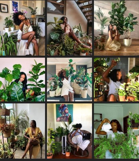 Studio Photography Poses, Branding Photoshoot Inspiration, Boho Beachy, Black Femininity, Instagram Feed Inspiration, Plant Aesthetic, Branding Photoshoot, Plant Mom, Aesthetic Collage