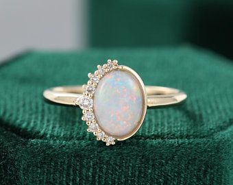 Oval Opal Engagement Ring, Unique Yellow Gold Engagement Ring, Opal Engagement Ring Vintage, Opal Diamond Engagement Ring, Engagement Ring Vintage Unique, White Gold Engagement Rings Vintage, Vintage Opal Engagement Ring, Opal Engagement Ring Set, Engagement Ring Women