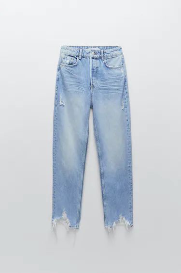 Women's Mom jeans | ZARA United States Zara Mom Jeans, Mom Fit Jeans, Moda Denim, Wrap Skort, High Waisted Mom Jeans, Jeans Mom, Ripped Denim, Zara Jeans, Mens Denim Short