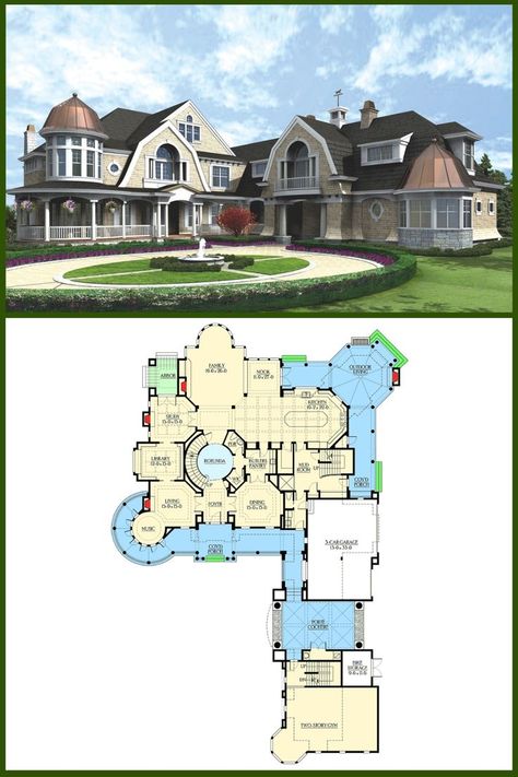 Hampton Style Home, Cape Cod Style House, Hampton Style, Mansion Floor Plan, Cape Cod Style, Garage Floor Plans, 4 Bedroom House Plans, Hamptons House, Double Garage