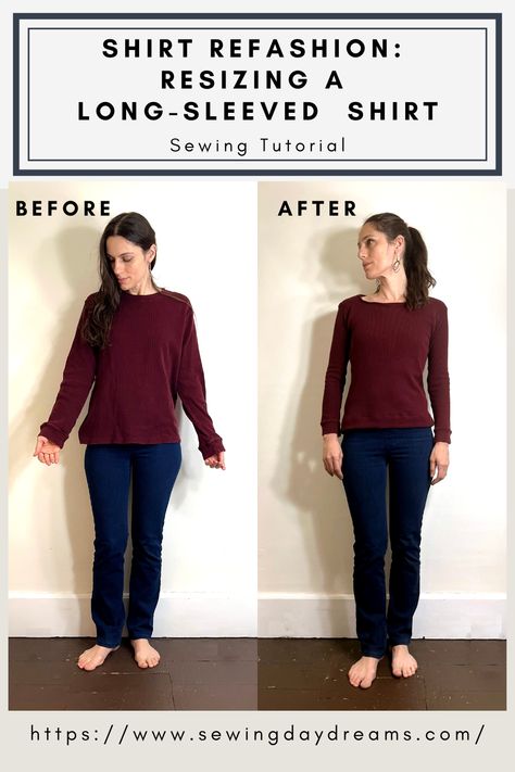 How To Fix Sleeves That Are Too Long, Shortening Sleeves On A Shirt, How To Make A Shirt Smaller, Shirt Sewing Tutorial, Sewing Tshirt, Clothes Hacks, Sewing Tricks, Panther Tattoo, Shirt Sewing