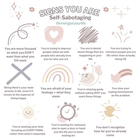 Self sabotage is often just a coping mechanism, a way to give ourselves what we need without having to actually address what that need is. To avoid the pain of this empty inner chasm inside us, we fill this empty hole with consumerism, addictions, deflections, and endless distractions. Remember, breaking the cycle of self-sabotage takes time and effort. Be patient with yourself and celebrate each step forward, no matter how small. Overcoming self-sabotage is a journey of self-discovery and growt Cycle Of Self Sabotage, How To Stop Self Sabotaging Your Relationship, Shadow Work Self Sabotage, Self Sabatoge Worksheets, What Is Self Sabotage, Signs Of Self Sabotage, Self Sabotage Affirmations, How To Stop Self Sabotaging, Self Sabatoge Relationships