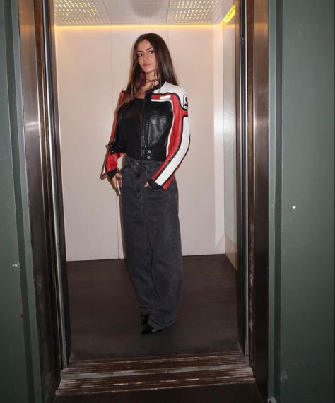 Racer Jacket Outfit Women Aesthetic, Car Racer Outfit Women, Racer Top Outfit, Car Race Outfit, Car Show Outfit, Female Racer Aesthetic, Racer Jacket Outfit Women, Racer Jacket Outfit, Racer Outfit