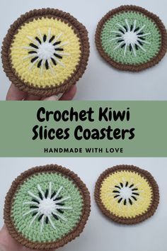 In this tutorial I will show you how to CROCHET this Kiwi Slices coasters / applique. Easy crochet coaster tutorial, crochet free pattern, beautiful summer coaster, coaster crochet patterns, crochet kiwi coaster, fruit crochet pattern, crochet fruit slices coaster, coaster crochet fruits, easy crochet coaster fruits for beginners, crochet coaster patterns, crochet home decor for summer Kiwi Coaster, Fruit Crochet Pattern, Coaster Crochet Patterns, Crochet Kiwi, Crochet Coaster Patterns, Kiwi Slice, Fruit Crochet, Coaster Tutorial, Coaster Patterns