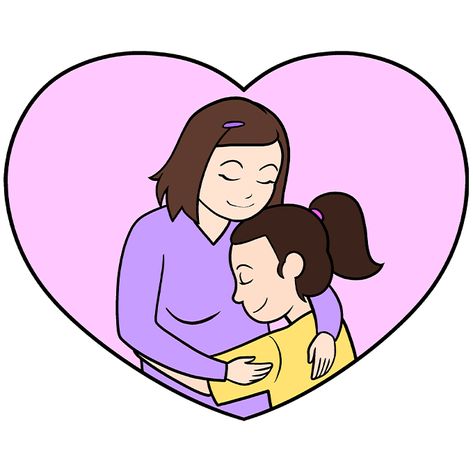 Mother And Daughter Drawing, Mom Drawing, Cartoon Mom, Drawing Guides, Easy Drawing Tutorial, Family Drawing, Drawing Tutorials For Kids, Drawing Tutorial Easy, Book Drawing