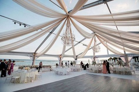 15 Amazing Ideas for Gorgeous Wedding Tents Chandeliers Wedding, Beach Wedding Reception, Wedding Reception Photography, Reception Photos, Destination Wedding Mexico, Beach Wedding Decorations, Destination Wedding Planning, Salou, Tent Wedding