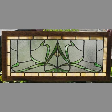 Antique Stained Glass Windows – Page 2 – CoolSalvage.com Craftsman Interior Design, Antique Stained Glass Windows, Sale Windows, Craftsman Interior, Antique Stain, Clear Windows, Newel Posts, Hanging Fixture, Art Nouveau Design