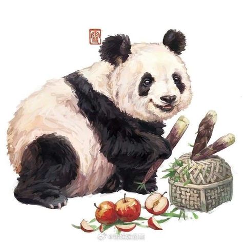 Watercolor Realistic, Panda Painting, Panda Animal, Panda Tattoo, Graphic Novel Art, Panda Art, Bear Illustration, China Painting, Square Canvas