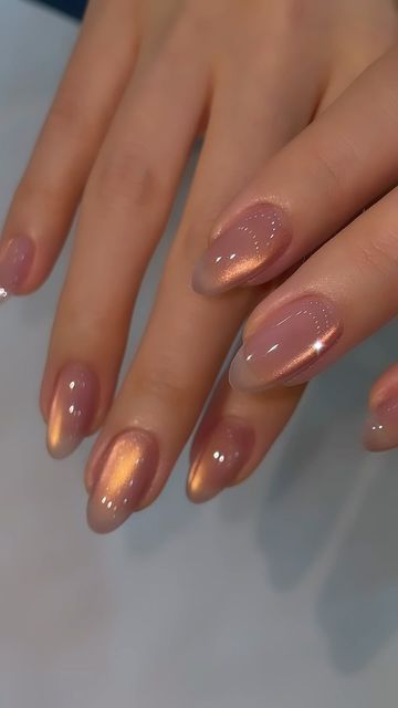 Nude cat eye jelly nails by @nail_by.jjoo Gel Nails For Valentines Day, Nails Medium French Tip, Medium French Tip, Nude Cat Eye, Nails For Valentines Day, Nails For Valentines, Professional Nail Designs, Office Nails, Press On Nails Almond