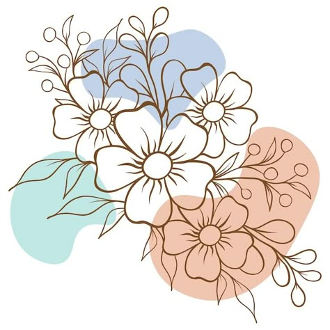 Vetor folhas desenhadas à mão com formas... | Premium Vector #Freepik #vector #flores-brancas #folhas-vintage #flores-vintage #flor-simples Floral Pattern Design Drawing, Floral Vector Design, Flor Vector, Simple Flower Drawing, Doodle Art Flowers, Paper Quilling Flowers, Fabric Painting On Clothes, Flowers Vector, Quilling Flowers