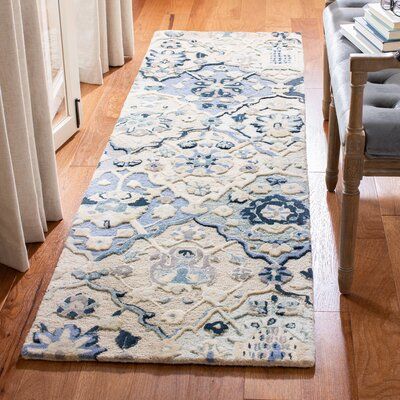 World Menagerie Taumsauk Oriental Handmade Tufted Wool Gray/Ivory/Blue Area Rug | Wayfair Pacific Homes, Blue And White Decor, Floral Area Rugs, Classic Rugs, Blue Area Rug, Stylish Home Decor, Blue Area, White Decor, Blue Ivory