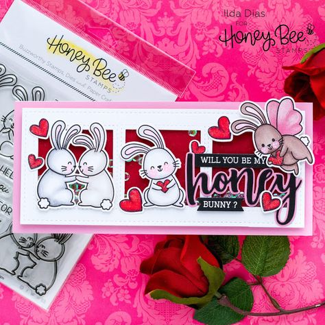 Bunny Valentines, Slimline Cards, Making Cake, Honey Shop, Roller Pen, Colouring Sheets, Bee Creative, Honey Bee Stamps, Stitch Shop