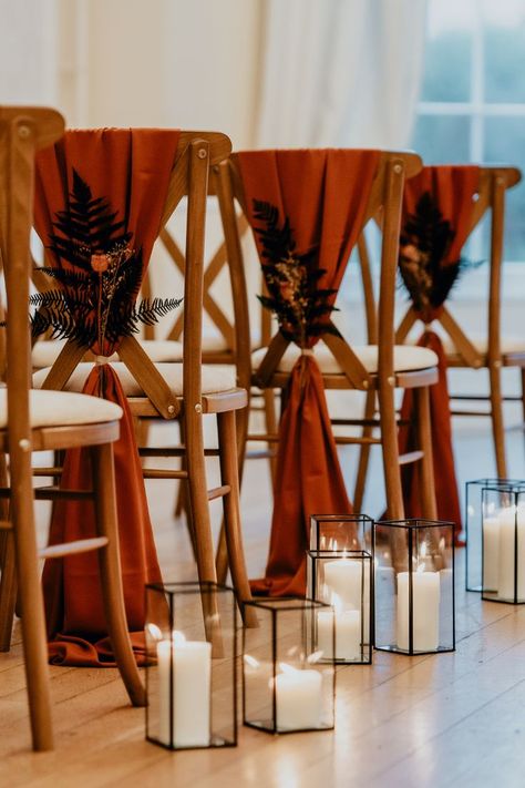 burnt orange wedding aisle
black lanterns
chair dressing Teal Wedding Colors Schemes, Burnt Orange Weddings Decorations, Wedding Chair Decorations Diy, Orange Wedding Decorations, Orange Wedding Themes, Burnt Orange Wedding, Rusting Wedding, Wedding Color Pallet, Burnt Orange Weddings