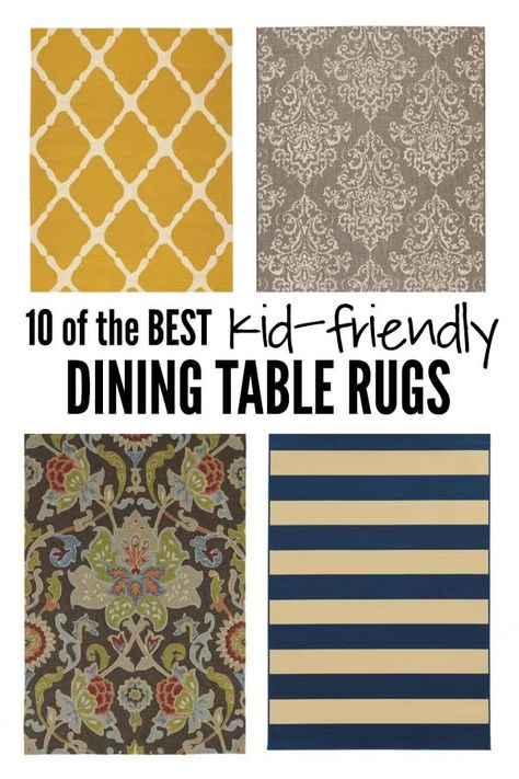 10 of the Best Kid-Friendly Dining Table Rugs Kid Friendly Dining Room, Rugs For Under Kitchen Table, Rug Under Kitchen Table, Rug Under Table, Dining Table Rugs, Kitchen Rug Under Table, Rug Under Dining Table, Kitchen Rugs Sink, Farmhouse Side Table