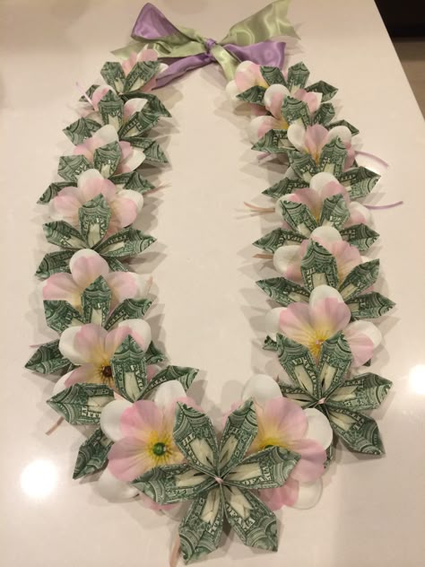 Homemade flower money lei. Graduation Leis Diy Ribbons, Money Lei Diy, Flower Money, Graduation Leis Diy, Graduation Money Lei, Money Leis, Graduation Money Gifts, Diy Graduation Gifts, Japanese Minimalist