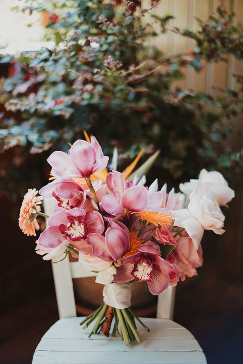 bright pink orchid tropical wedding bouquet Pink Orchid Wedding Bouquet, Hibiscus Bridal Bouquet, Tropical Orchid Bouquet, Colorful Orchid Bouquet, Destination Wedding Bouquet, Beach Tropical Wedding, Hawaii Wedding Florals, Small Tropical Bouquet, Orchid Arrangements Wedding