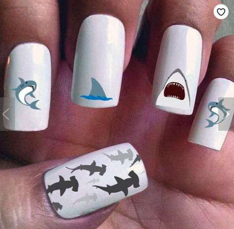 Shark Nail Art, Graduation Nails, Nail Art Designs Summer, Transparent Nails, Acrylic Nail Art, Water Slide, Beach Nails, Halloween Nail Art, Beauty Nail