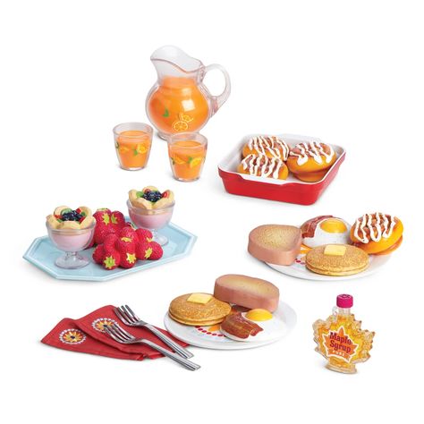 The Delicious Breakfast is a My American Girl accessory set released in 2013 and retired in 2015. Retail cost is $58. Clay Projects Kids, Bacon Toast, Magic Attic, American Girl Doll Food, Textured Bowls, Pancakes And Bacon, Kids Toy Shop, American Girl Accessories, Whatsapp Wallpaper Cute