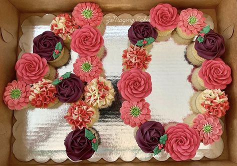 Number 40 Cupcake Cake, Cupcakes For 40th Birthday For Women, Cupcake 40th Birthday, 40th Cupcake Cake, 40th Birthday Cupcake Ideas, 40 Cupcake Cake Number, 40 Cupcake Cake, 40 Birthday Cupcakes, 40th Cupcakes For Women