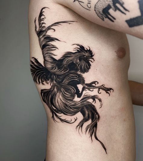 The Rooster . . . . #roostertattoo #roosters #blackwork Chicken Tattoo, Rooster Tattoo, Black Rooster, The Rooster, Word Tattoos, Blackwork, I Tattoo, Tatting, Rooster