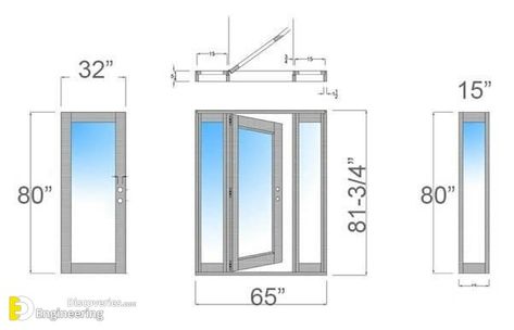 Information About Doors And Windows Dimensions With PDF File - Engineering Discoveries Window Dimensions Standard, Elevation Details, Single Panel Door, Door And Window Design, House Dimensions, Window Dimensions, Vastu House, Architecture Blueprints, Door Plan