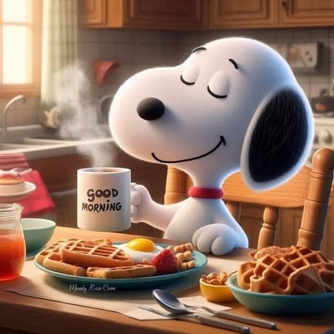 Sweet Good Morning Images, Good Morning Snoopy, Woodstock Snoopy, Christian Cartoons, Snoopy Collectibles, Blue Nose Pitbull, Snoopy Cartoon, Morning Memes, Funny Cartoon Pictures