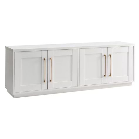 Hailey Home Tillman Transitional White Tv Stand (Accommodates TVs more than 70-in) in the TV Stands department at Lowes.com White Tv Stand, White Tv Stands, Living Tv, White Tv, Console Organization, Media Storage, Modern Tv Stand, Tv Stands And Entertainment Centers, Modern Tv