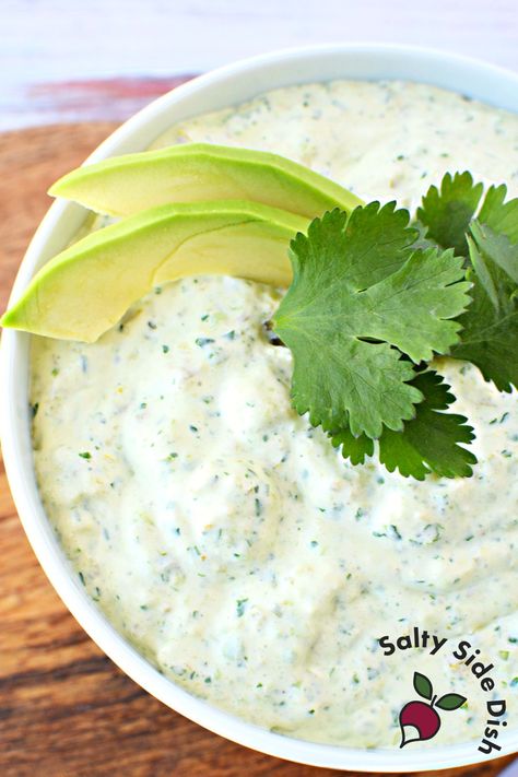 Cardi B Dip (Avocado Jalapeno Dip) Avacodo Dip Recipe, Mexican Veggie Dip, Green Dip Recipe, Avocado Dip Recipes, Cilantro Cottage Cheese Dip, Cardi B Jalapeño Dip, Avocado Jalapeno Dip, Dips With Avocado, Cardi B Dip Recipe