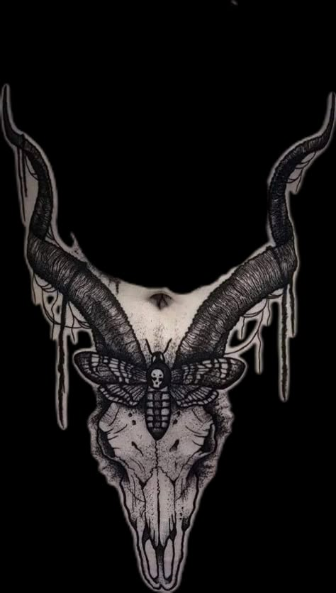 Capricorn Skull Tattoo, Goth Sternum Tattoo, Steer Head Tattoo, Ram Skull Tattoo, Feminine Tattoo Designs, Lower Stomach Tattoos, Bum Tattoo, Ram Skull, Aries Tattoo