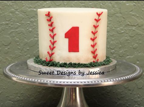 Vintage baseball smash cake Small Baseball Cake, Baseball Themed Smash Cake, Rookie Of The Year First Birthday Cake Smash, Rookie Of The Year Smash Cake, Rookie Year Smash Cake, Diy Baseball Cake, Rookie Year Birthday Cake, Baseball Smash Cake One Year Old, Rookie Of The Year First Birthday Cake