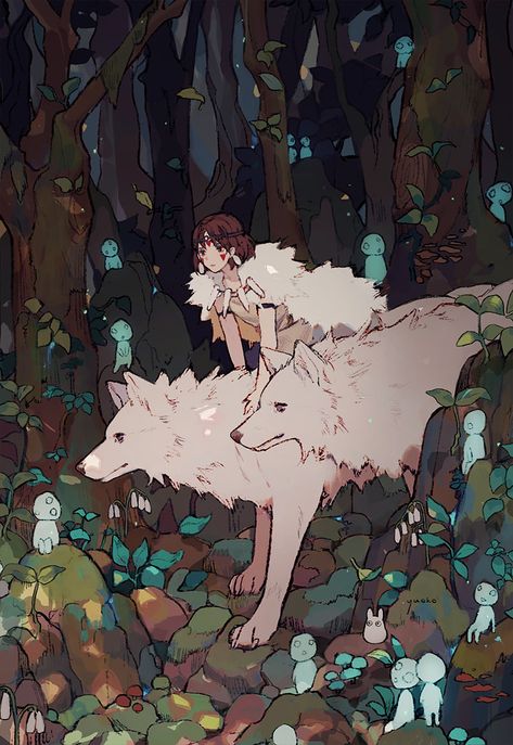 ArtStation - princess mononoke, Yueko Princess Mononoke Art, Studio Ghibli Fanart, Ghibli Artwork, Studio Ghibli Movies, Studio Ghibli Art, Princess Mononoke, Ghibli Movies, Ghibli Art, Hayao Miyazaki