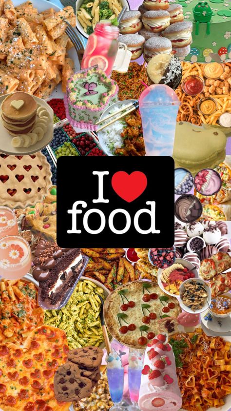 Food 4 life 💗💗🤤🤤 #delicious #food #yum #tasty #foodislife #foodcollage Food Asthetic Picture Wallpaper, Foodie Wallpaper Aesthetic, I Love Food Wallpaper, The Word Food Wallpaper, Junk Food Wallpaper, Catalina Core, Food Collage Aesthetic, Food Collage Wallpaper, Food Astethic