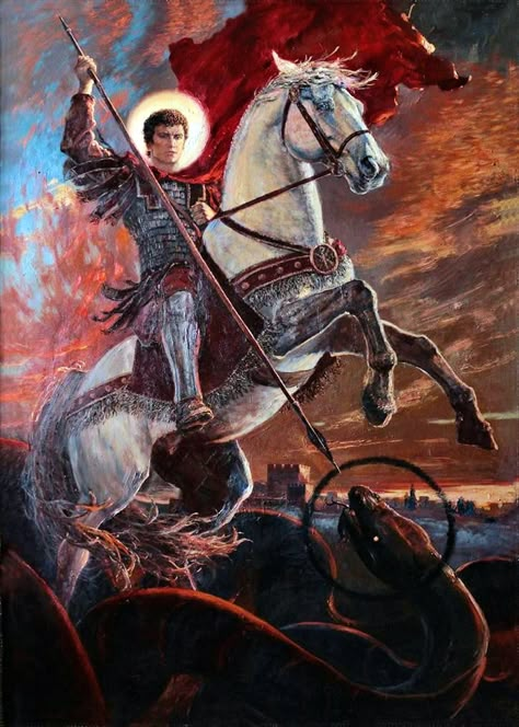 Saint George And The Dragon, Saint George's, San Michele, Biblical Art, Archangel Michael, Saint George, Catholic Art, Russian Art, Fantastic Art